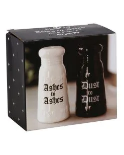Asche Zu Asche Salz & Pfeffer Set -Grusel Dekor Geschaft ashes to ashes salz und pffer set ashes to ashes salt and pepper shaker halloween homeware gothic homeware 53763 03