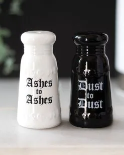 Asche Zu Asche Salz & Pfeffer Set -Grusel Dekor Geschaft ashes to ashes salz und pffer set ashes to ashes salt and pepper shaker halloween homeware gothic homeware 53763 04