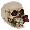 Beiger Totenschädel Mit Roter Rose 15cm -Grusel Dekor Geschaft beiger totenkopf mit roter rose beiger totenschaedel mit roter rose antic skull with red rose 53389 01