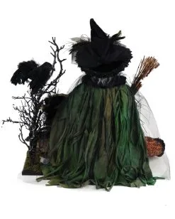 Beleuchtete Geisterhexe Mit Kröte & Zauberbuch 50cm -Grusel Dekor Geschaft beleuchtete maerchenhexe mit zauberbuch und rabe lighted storybook witch with magic book and raven 54768 02