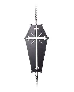 Sarg Mit Kreuz Metall Windspiel Hängedeko -Grusel Dekor Geschaft coffin cross metall windspiel halloween und gothic wohnungsdeko und homeware coffin cross wind chime alchemy england 52749 2
