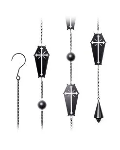 Sarg Mit Kreuz Metall Windspiel Hängedeko -Grusel Dekor Geschaft coffin cross metall windspiel halloween und gothic wohnungsdeko und homeware coffin cross wind chime alchemy england 52749