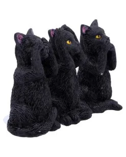 Drei Weise Schwarze Katzen -Grusel Dekor Geschaft drei weise schwarze katzen three wise felines cat figures 39524 04