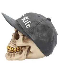 Gangster Totenschädel "Thug Life" 15,8cm -Grusel Dekor Geschaft gangster totenkopf gangster totenschaedel gangster skull skull with gold teeth 53388 03