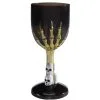 Skeletthand Weinglas Schwarz -Grusel Dekor Geschaft gothic weinglas mit skeletthand und totenkoepfen schwarz gold gothic wineglass with skeleton hand und skulls black and gold
