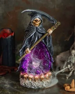 Sensenmann Backflow Räucherkegel Halter Mit LED -Grusel Dekor Geschaft grim reaper backflow raeucherkegel halter mit licht grim reaper backflow incense burner with light 50660 04
