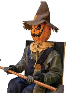 Schaurige Kürbis Vogelscheuche Halloween Animatronic -Grusel Dekor Geschaft grinsende kuerbis vogelscheuche halloween animatronic jack pumpkin halloween animatronic halloween und horror deko und animatronics 50974 3