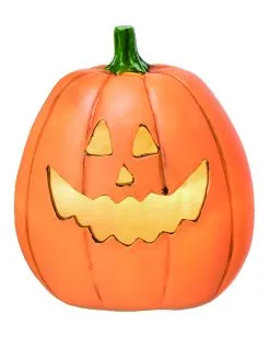 Grinsender Halloween Kürbis Mit LED 16cm -Grusel Dekor Geschaft grinsender led kuerbis aus kunststein light up resin jack o lantern decor halloween kuerbis deko 53047 2