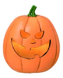 Grinsender Halloween Kürbis Mit LED 16cm -Grusel Dekor Geschaft grinsender led kuerbis aus kunststein light up resin jack o lantern decor halloween kuerbis deko 53047 4