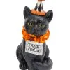 Halloween Clown Katze Mit Süßes Oder Saures Schild 15cm -Grusel Dekor Geschaft halloween clowns katze mit trick or treat schild 15cm halloween clown cat with trick or treat sign katzen figur halloween 54263