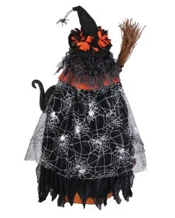 Halloween Hexe Mit Leuchtendem Kürbis & Katze 68cm 6 Halloween Hexe Mit Leuchtendem Kürbis & Katze 68cm -Grusel Dekor Geschaft halloween hexe mit katze und beleuchtetem kuerbis halloween witch with light up pumkin and cat 54766 02
