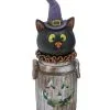 Schwarze Katze In Leuchtender Milch-Kanne 18cm -Grusel Dekor Geschaft halloween katze in leuchtender milchkanne 18cm halloween cat on galvanized milk can halloween deko 54322