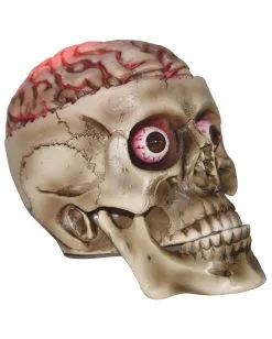 Halloween Totenschädel Mit Blutigem LED Gehirn 19cm -Grusel Dekor Geschaft halloween totenkopf mit blutigem led gehirn halloween skull with bloddy led brain halloween deko 53917 02