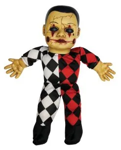 Hellequin Geisterpuppe Mit Sound -Grusel Dekor Geschaft hellqeuin geisterpuppe mit sound haloween hellequin doll with sound 39020