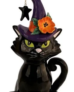 Schwarze Katze Mit Hexenhut Keramik Figur 31cm 5 Schwarze Katze Mit Hexenhut Keramik Figur 31cm -Grusel Dekor Geschaft hexenkatze keramik figur halloween und gothic wohnungsdeko und homeware witchs car familiar figurine 54646