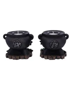Hexenkessel Mit Efeu Kerzenhalter 2er Set -Grusel Dekor Geschaft hexenkessel mit efeu teelichthalter 2er set witches cauldron with ivy candle holder halloween tischdeko 51064 03