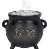 Hexenkessel Mit Dreifach-Mond Räucherkegel Halter 2 Hexenkessel Mit Dreifach-Mond Räucherkegel Halter -Grusel Dekor Geschaft hexenkessel mit triple moon raeucherkegel halter triple moon witch cauldron incense cone holder gothic deco 50699 01