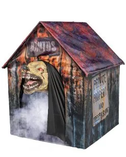 Hundehütte Mit Beweglichem Bluthund -Grusel Dekor Geschaft hundehuette mit angreifendem killerhund halloween animatronic doghouse with moving bloodhound 51761 02