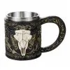Bierkrug Mit Gehörntem Stierschädel -Grusel Dekor Geschaft krug mit longhorn tierschaedel totenkopf bierkrug mit stierschaedel longhorn bull skull mug 51392 01