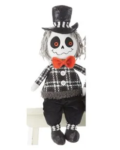 Herr Skelett Gentleman Kantenhocker Figur 40cm