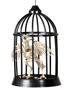 Krähen Skelett Im Käfig Halloween Animatronic -Grusel Dekor Geschaft raben skelett im kaefig halloween animatronic raven in cage animatronic halloween dekoration 51447 02