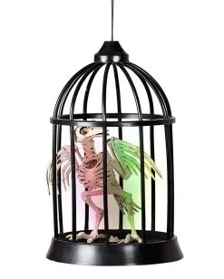 Krähen Skelett Im Käfig Halloween Animatronic -Grusel Dekor Geschaft raben skelett im kaefig halloween animatronic raven in cage animatronic halloween dekoration 51447 03