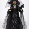 Schwarze Märchenhexe Mit Brokat & Spitze 68cm -Grusel Dekor Geschaft schwarze gothic hexe mit brokat und spitze black gothic witch with brocade and lace halloween deko 54764 01