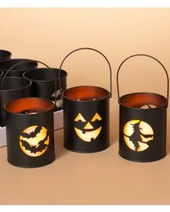 Halloween Metall Laternen Schwarz 11cm 3er Set