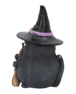 Schwarze Katze Mit Besen & Hexenhut -Grusel Dekor Geschaft schwarze katze mit hexenhut black cat with witch hat and broom gothic figur geschenkartikel 39255 03