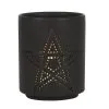 Schwarzer Teelichthalter Mit Pentagramm -Grusel Dekor Geschaft schwarzer pentagramm teelichthalter black pentagram tealight holder gothic deko halloween dekoration 50820 01