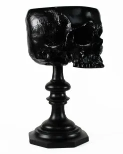 Schwarzer Totenschädel Als Ringehalter 21cm -Grusel Dekor Geschaft schwarzer totenkopf als ringehalter schwarzer totenschaedel als ringhalter black skull ring holder gothic wohnaccessoire 54858 03