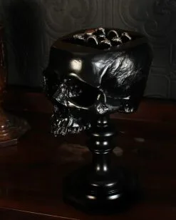 Schwarzer Totenschädel Als Ringehalter 21cm -Grusel Dekor Geschaft schwarzer totenkopf als ringehalter schwarzer totenschaedel als ringhalter black skull ring holder gothic wohnaccessoire 54858 07