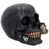 Schwarzer Totenschädel Mit Goldener Rose 15cm -Grusel Dekor Geschaft schwarzer totenkopf mit goldener rose black skull with golden rose gothic deko gothic totenkopf 54621 01