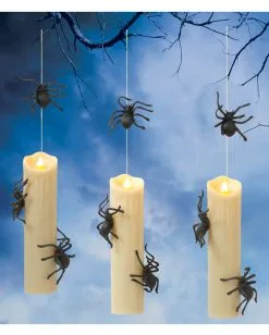 3er Set Schwebende LED Kerzen Mit Spinnen