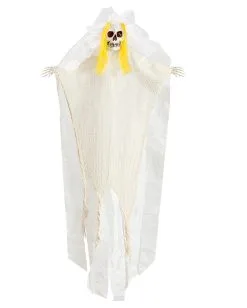 Skelettbraut Mit Leuchtendem Totenschädel 105cm -Grusel Dekor Geschaft skelettbraut mit leuchtendem totenkopf skeleton bride with blinking skull halloween deko 51743 02