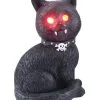Gothic Katze Mit Roten LED Augen 1 Gothic Katze Mit Roten LED Augen -Grusel Dekor Geschaft spooky cat mit roten led augen schwarze gothic katze halloween deko 36338