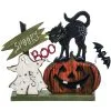 Halloween Kürbis & Katze Standdeko 24cm -Grusel Dekor Geschaft spooky katze und kuerbis standdeko 24cm spooky cat and pumpkin plywood decor halloween deko 53032