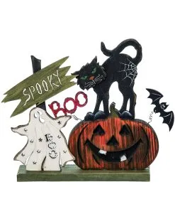 Halloween Kürbis & Katze Standdeko 24cm