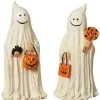 Niedlicher Geist Mit Trick Or Treat Körbchen 24cm -Grusel Dekor Geschaft suesser geist mit trick or treat koerbchen 24cm halloween ghost figurine halloween geist figur 54274