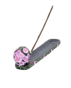 Sugar Skull Mit Blumen Räucherstäbchen Halter -Grusel Dekor Geschaft sugar skull mit flowers raeucherstaebchen halter sugar skull with flowers incense burner 50735 05