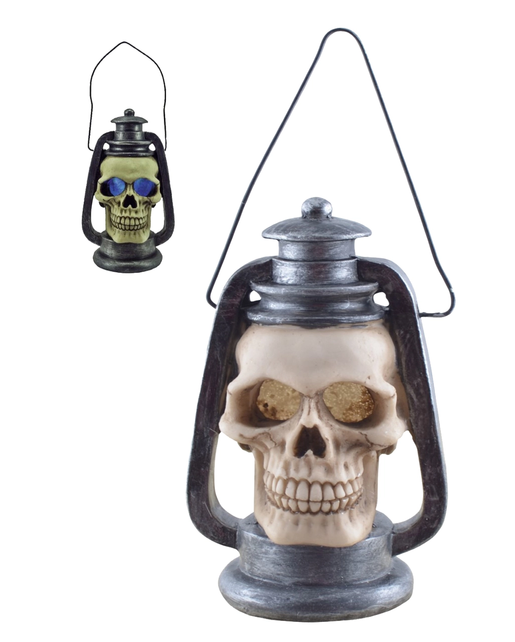Totenkopf Laterne Mit LED Licht 15cm 3 Totenkopf Laterne Mit LED Licht 15cm