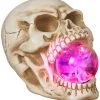 Totenschädel Mit Leuchtender Glaskugel -Grusel Dekor Geschaft totenkopf mit leuchtender glaskugel skull with static lighted magic ball halloween totenschaedel 52533