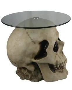 Totenschädel Tisch Mit Glasplatte 56,5cm -Grusel Dekor Geschaft totenkopf tisch mit runder glasplatte totenschaedel tisch mit runder glasplatte skull table with round glass plate 54783 03