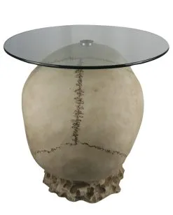 Totenschädel Tisch Mit Glasplatte 56,5cm -Grusel Dekor Geschaft totenkopf tisch mit runder glasplatte totenschaedel tisch mit runder glasplatte skull table with round glass plate 54783 04