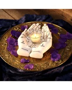 Weiße Chiromantie-Hände Teelichthalter -Grusel Dekor Geschaft weisse handlese haende kerzenhalter weisse chiromantie haende teelichthalter 51058 07