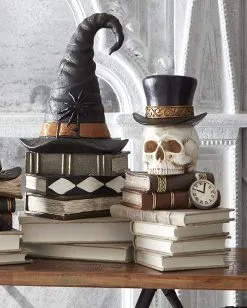 Magische Bücher Mit Totenkopf Dekofigur 30cm -Grusel Dekor Geschaft zauberbuecher mit totenschaedel dekofigur halloween und gothic deko und homeware 54591 2